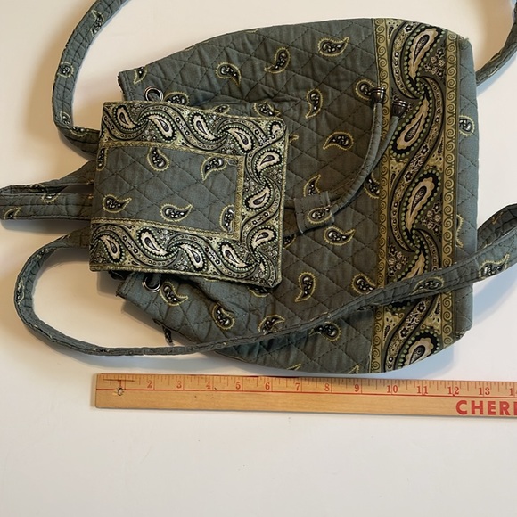 Olive Green/White Paisley Quilted Vera
Bradley Inspired Backpack - Picture 15 of 16